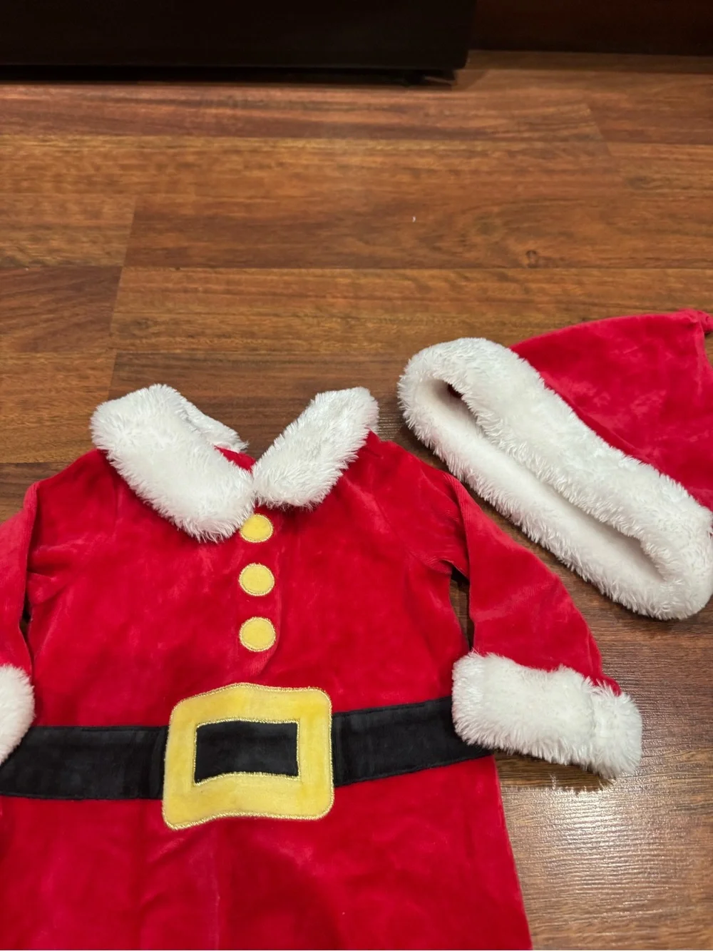 First Impressions - Baby Red Santa Suit One-Piece Holiday Costume with Hat